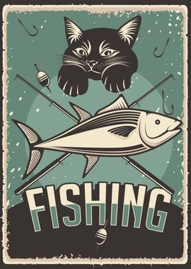 Vintage Cat Fishing