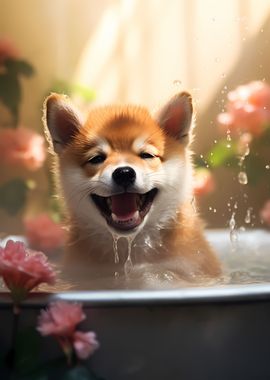 Shiba Inu Puppy Dog Water