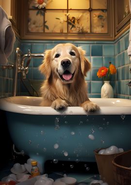 Golden Retriever Bathtub