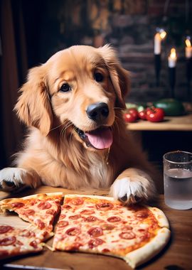 Golden Retriever Pizza Dog