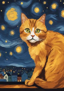  Starry Night Cat 