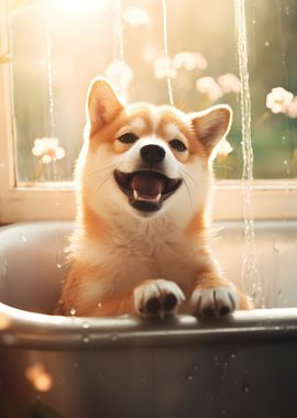 Shiba Inu Dog Bathtub Pup