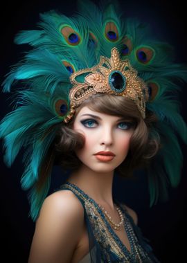 Flapper Woman with Feather