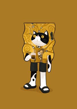 Cartoon coffee cat