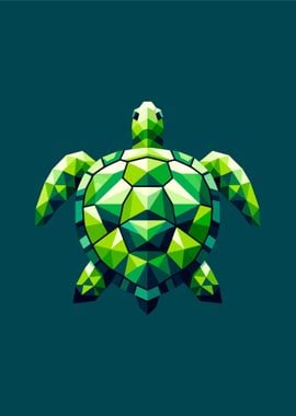 Geometric Green Sea Turtle