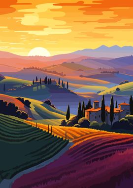 Tuscany Sunset Italy Art