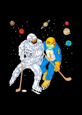 astronaut and alien hockey