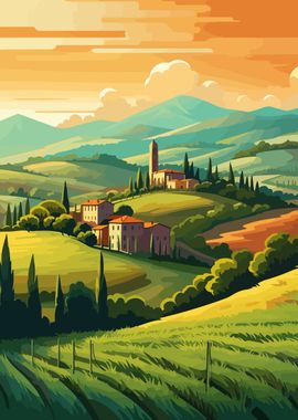 Tuscany Italy Illustration