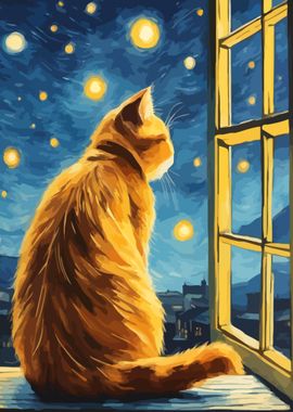 Starry Night Cat 