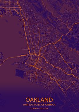 Oakland CA USA Purple Map