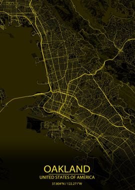 Oakland Black Yellow Map