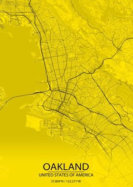 Oakland Yellow Black Map