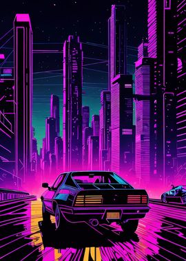 Retro wave car