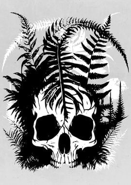 Psychedelic Ink Fern Skull