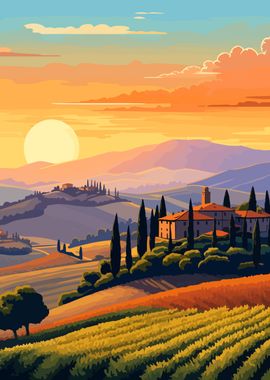 Italy Art Tuscany Sunset