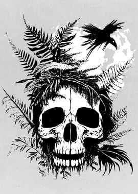 Psychedelic Ink Fern Skull