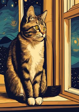 Starry Night Cat 