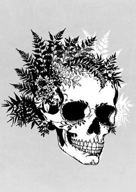 Psychedelic Ink Fern Skull