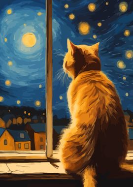 Starry Night Cat 