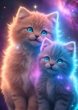 Colorful cat brothers