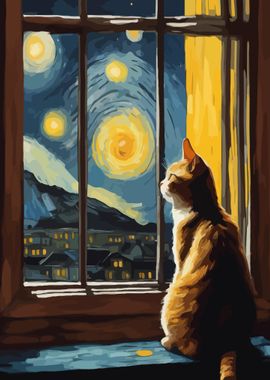 Starry Night Cat 