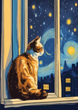 Starry Night Cat 