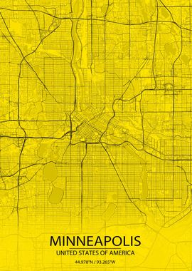 Minneapolis Yellow US Map