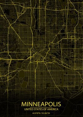 Minneapolis US Yellow Map