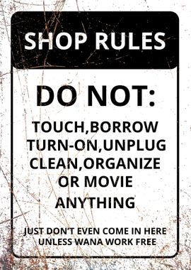  Shop Rules Funny Garage