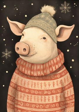 Vintage Pig Xmas