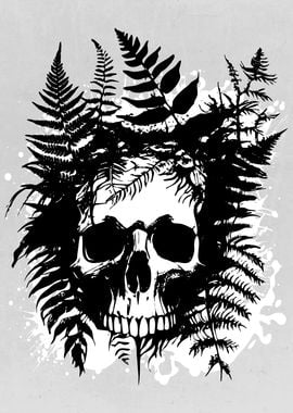 Psychedelic Ink Fern Skull