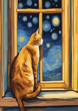 Starry Night Cat