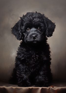 Black Poodle puppy portrai