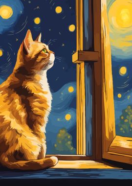 Starry Night Cat