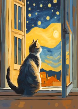 Starry Night Cat