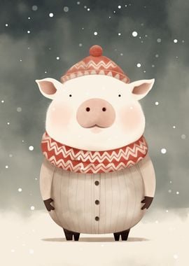 Cute Funny Pig Xmas 