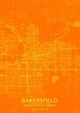 Bakersfield USA Orange Map