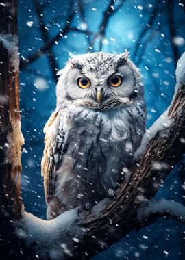 white owl in snow