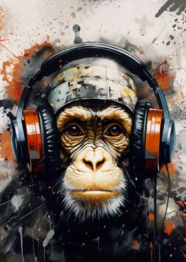 DJ Monkey with Headphones