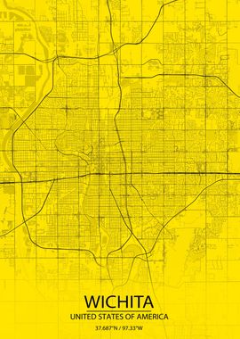 Wichita Yellow Black Map