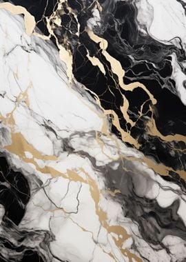 Black White Gold Marble