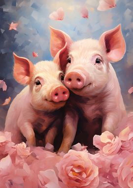 Pig Couple Painting