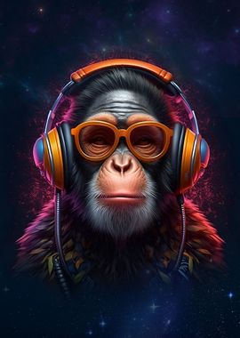 DJ Monkey with Headphones