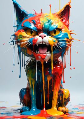 color dripping funny cat