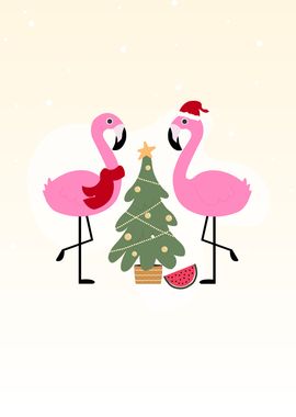 Christmas Flamingos 