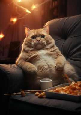 Funny Fat Cat Food Chill