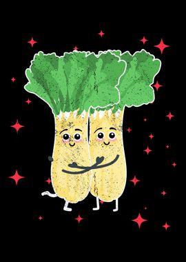 Cute Radish Couple Hugging