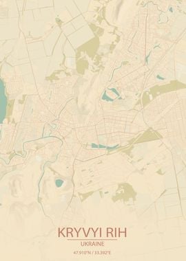 Kryvyi Rih UA Vintage Map