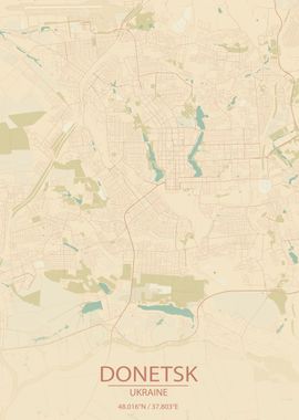 Donetsk Ukraine VintageMap