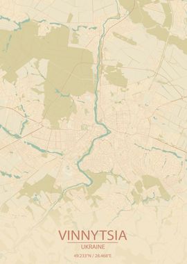 Vinnytsia UA Vintage Map